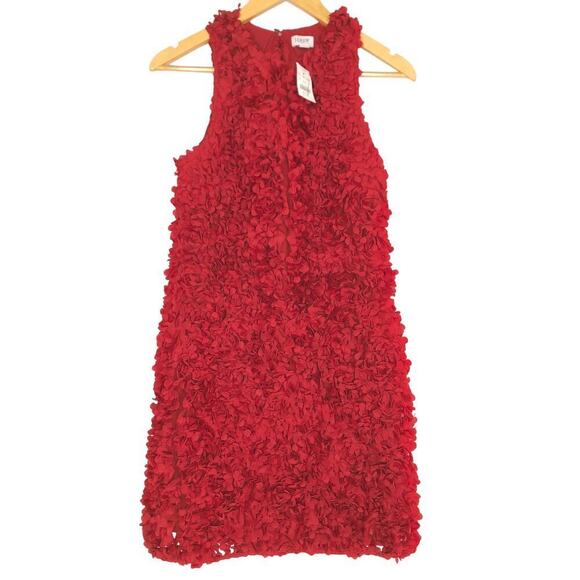 J. Crew Rosette Dress 3D Flower Petal Sleeveless Mini Sheath Deep Ruby Red NWT 4 - Picture 3 of 9